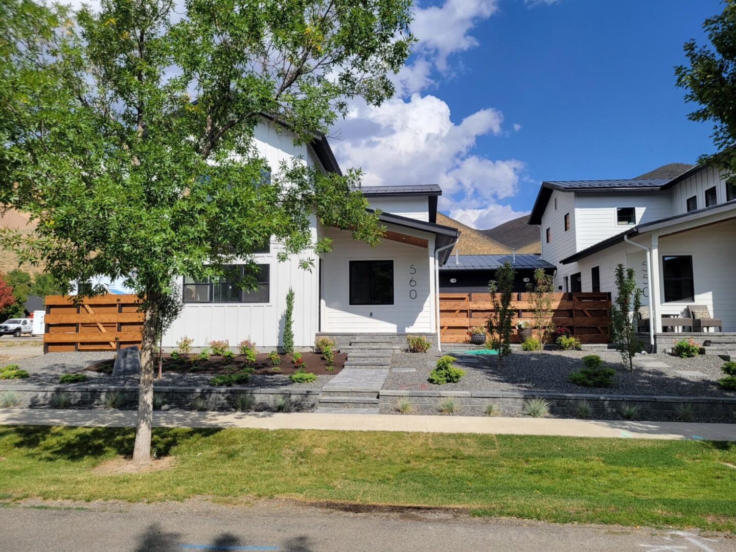 Outside view of a beautiful house on the street